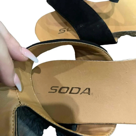SODA Tacoma‎ Espadrille Black Open Toe Ankle Strap Sandals Women's Size 10 - Picture 8 of 9